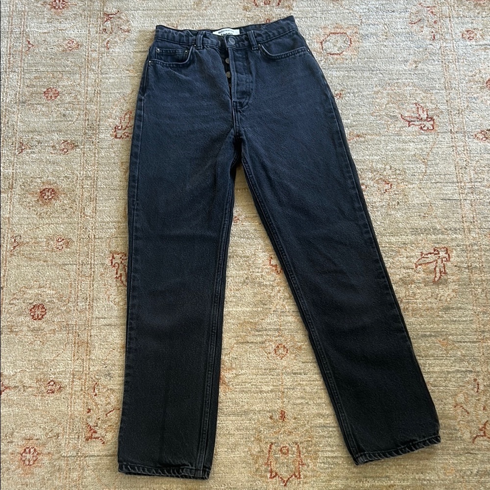 Reformation Faded Washed Black High-Waisted Straight Leg Jeans in Seattle / 24